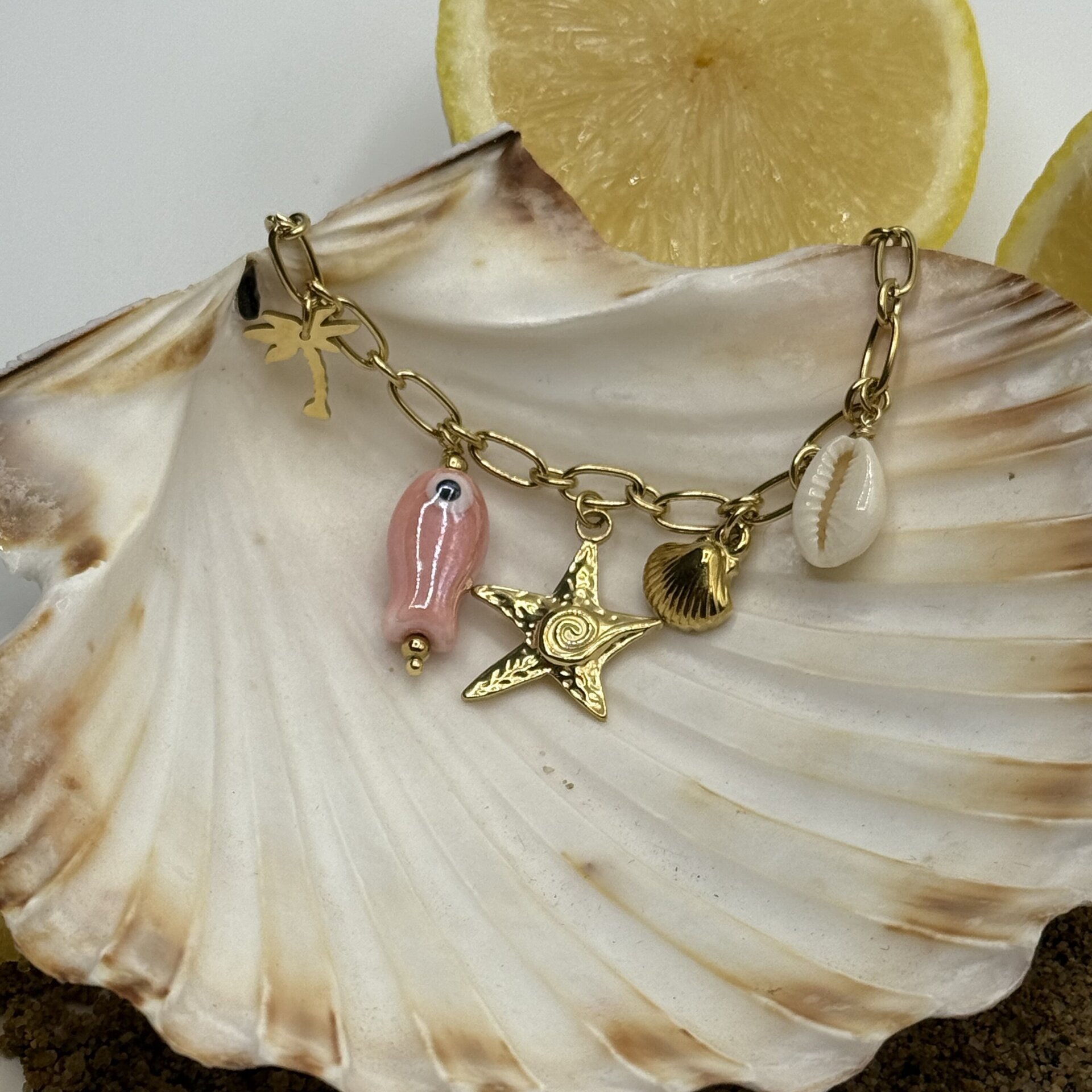 Pulsera de charms pez rosa - 4